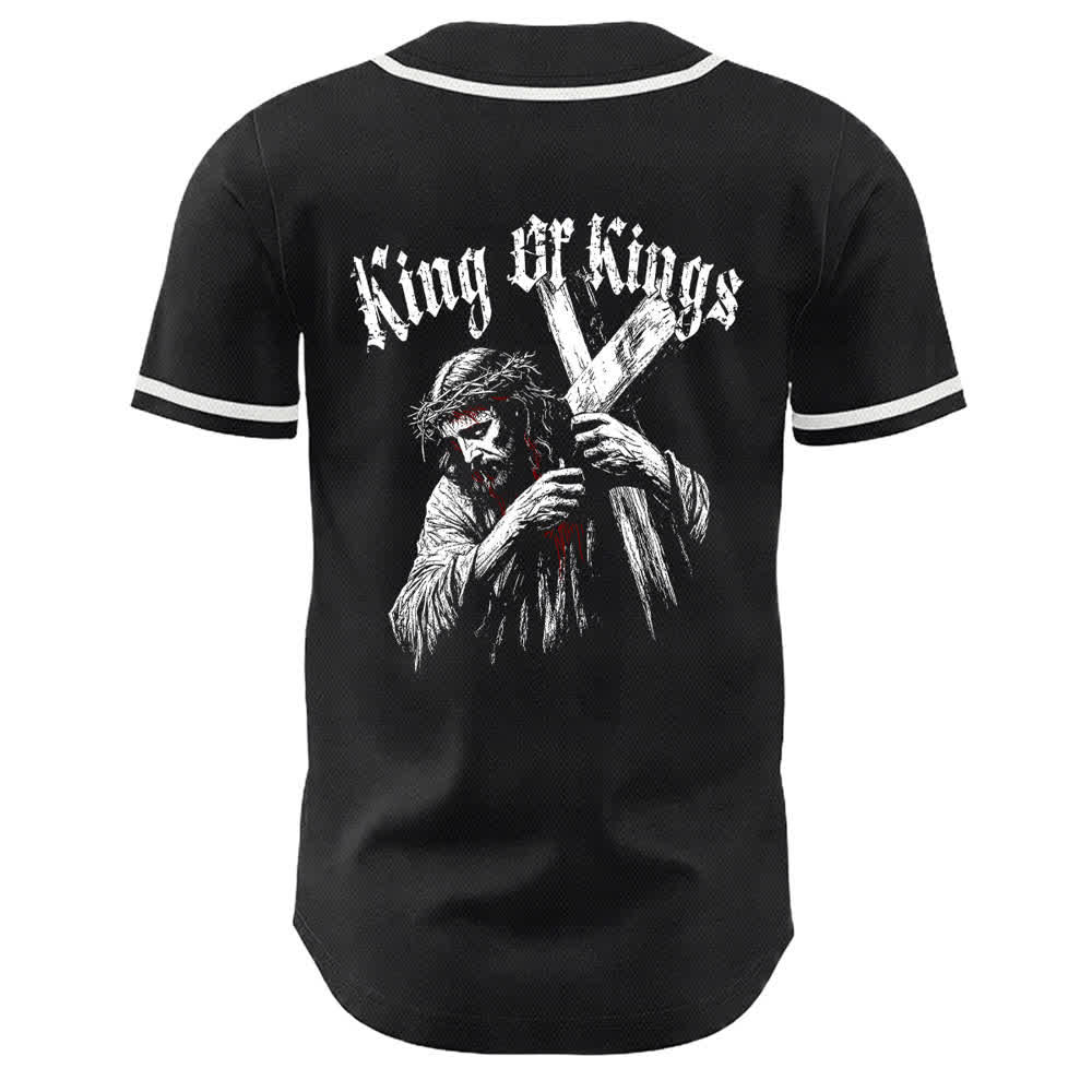 Christianartworkshop King Of Kings Number 33 Jesus Carrying Cross Unisex Baseball Jersey - image 5