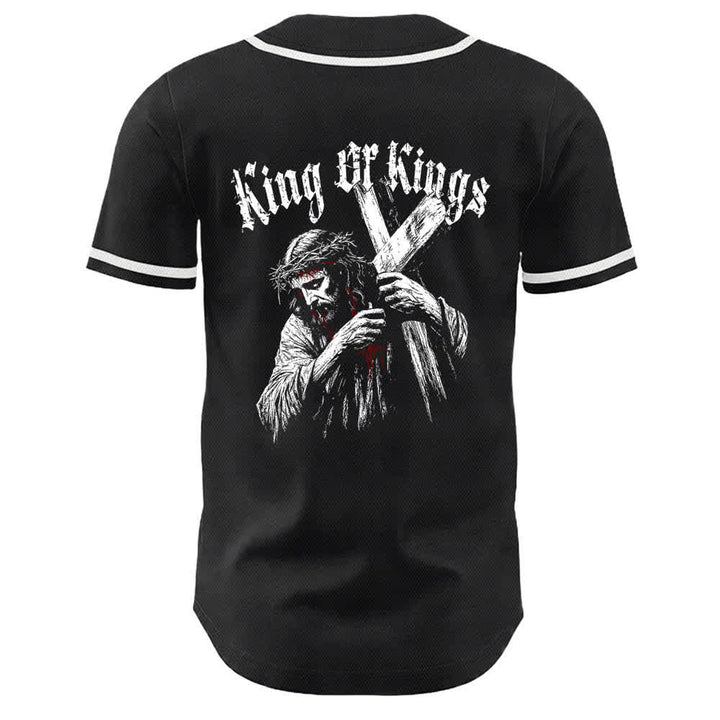 Christianartworkshop King Of Kings Number 33 Jesus Carrying Cross Unisex Baseball Jersey - image 5