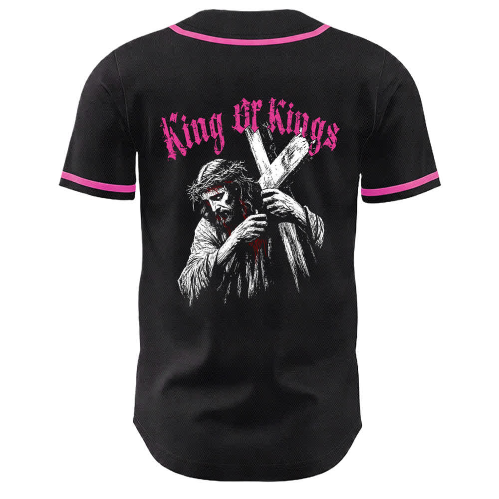 Christianartworkshop King Of Kings Number 33 Jesus Carrying Cross Unisex Baseball Jersey - image 23