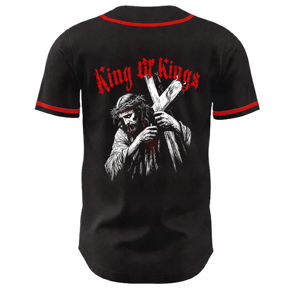 Christianartworkshop King Of Kings Number 33 Jesus Carrying Cross Unisex Baseball Jersey - image 8