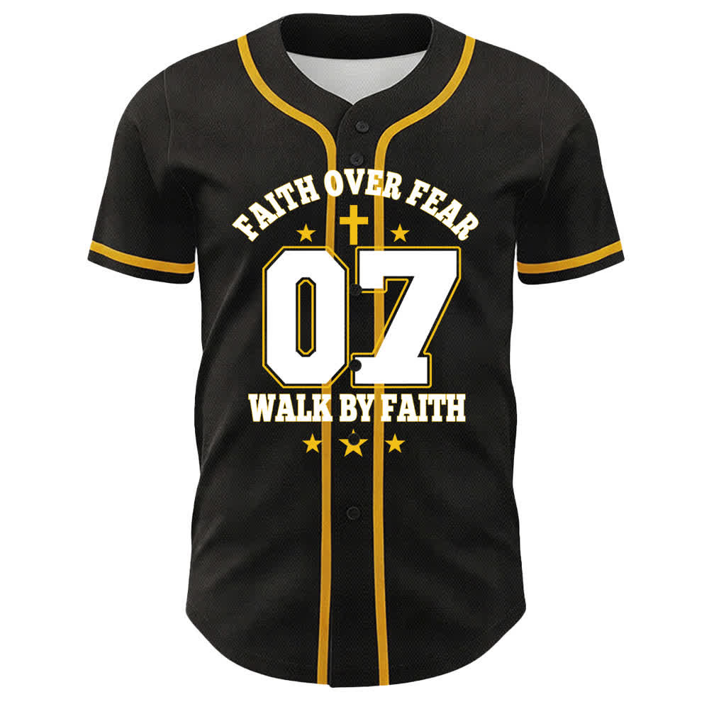Christianartworkshop Faith Over Fear Walk By Fear Number 07 Dove Cross Unisex Baseball Jersey - image 1