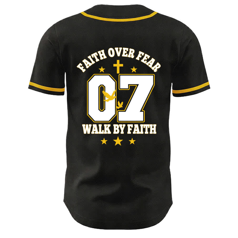 Christianartworkshop Faith Over Fear Walk By Fear Number 07 Dove Cross Unisex Baseball Jersey - image 2