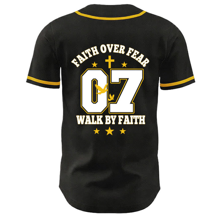 Christianartworkshop Faith Over Fear Walk By Fear Number 07 Dove Cross Unisex Baseball Jersey - image 2