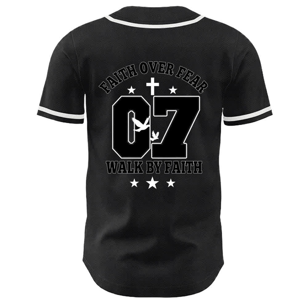 Christianartworkshop Faith Over Fear Walk By Fear Number 07 Dove Cross Unisex Baseball Jersey - image 5
