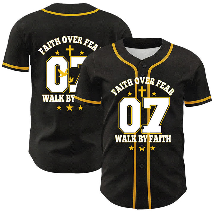 Christianartworkshop Faith Over Fear Walk By Fear Number 07 Dove Cross Unisex Baseball Jersey - Yellow - 5XL - image 0