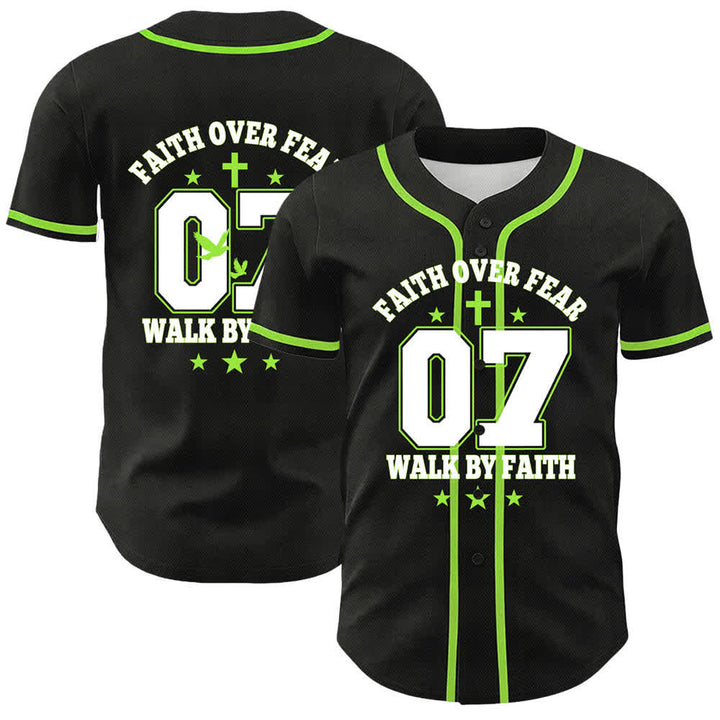 Christianartworkshop Faith Over Fear Walk By Fear Number 07 Dove Cross Unisex Baseball Jersey - Light Green - 5XL - image 15