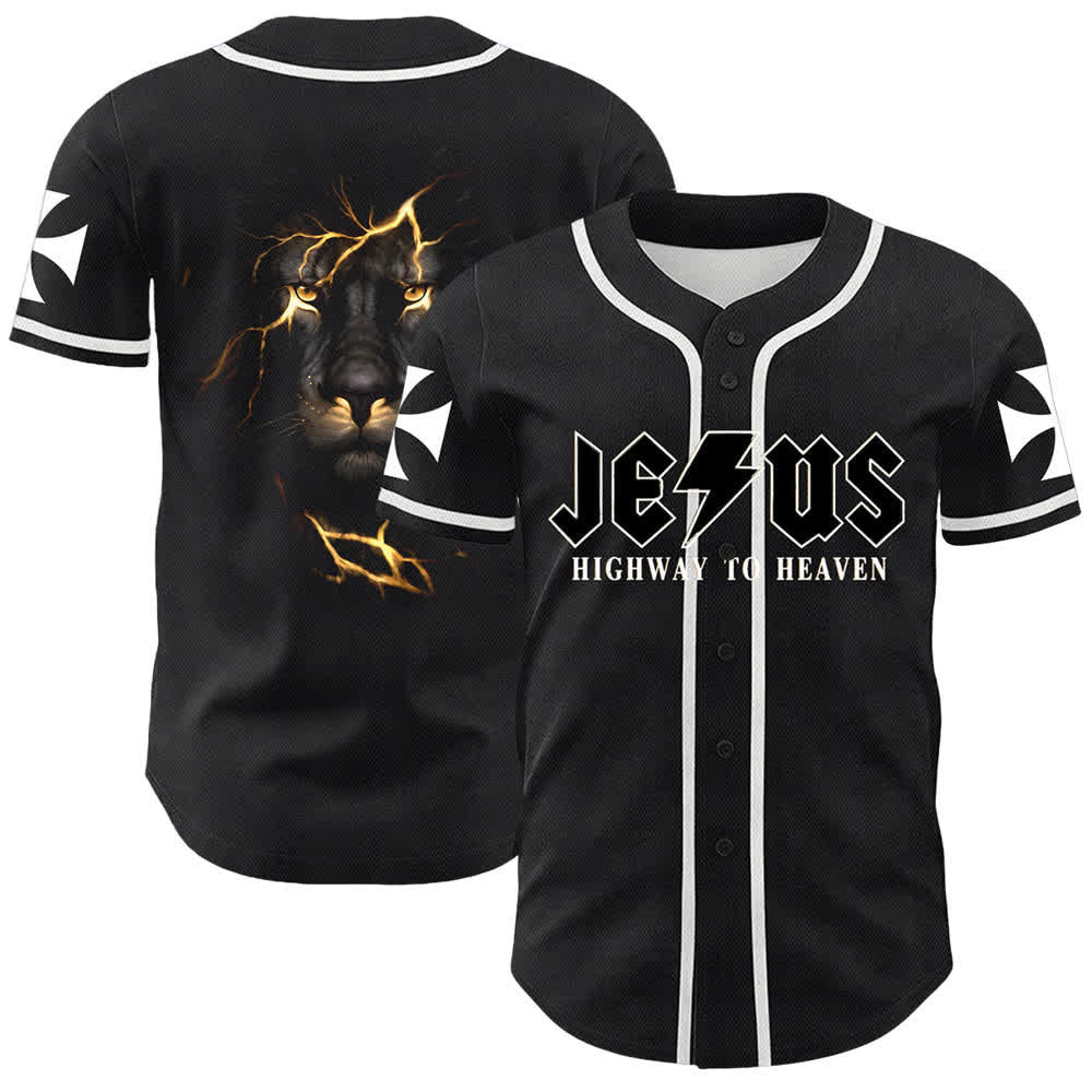 Christianartworkshop Jesus Highway To Heaven Lion Of Judah Unisex Baseball Jersey - White - 5XL - image 3