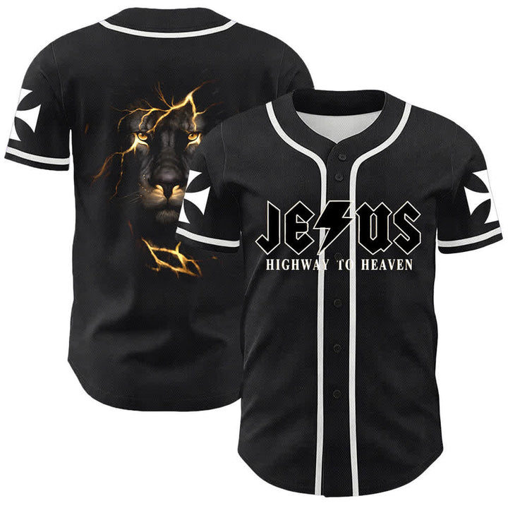 Christianartworkshop Jesus Highway To Heaven Lion Of Judah Unisex Baseball Jersey - White - 5XL - image 3
