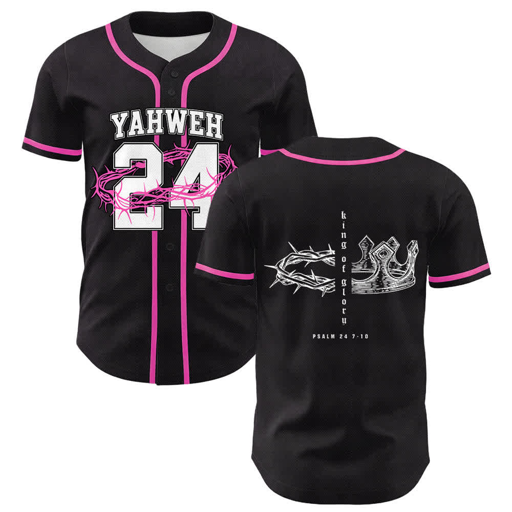 Christianartworkshop Yahweh 24 King Of Glory Psalm 24 Unisex Baseball Jersey - Pink - 5XL - image 6