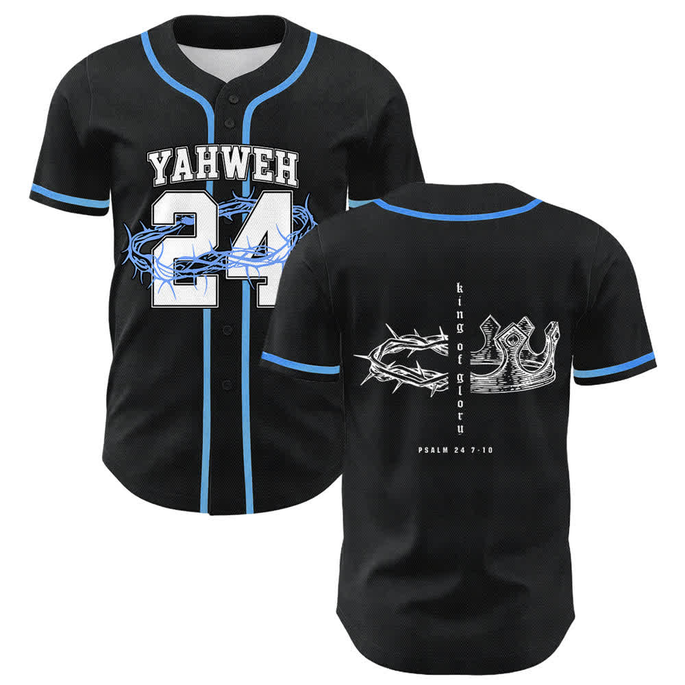 Christianartworkshop Yahweh 24 King Of Glory Psalm 24 Unisex Baseball Jersey - Blue - 5XL - image 0