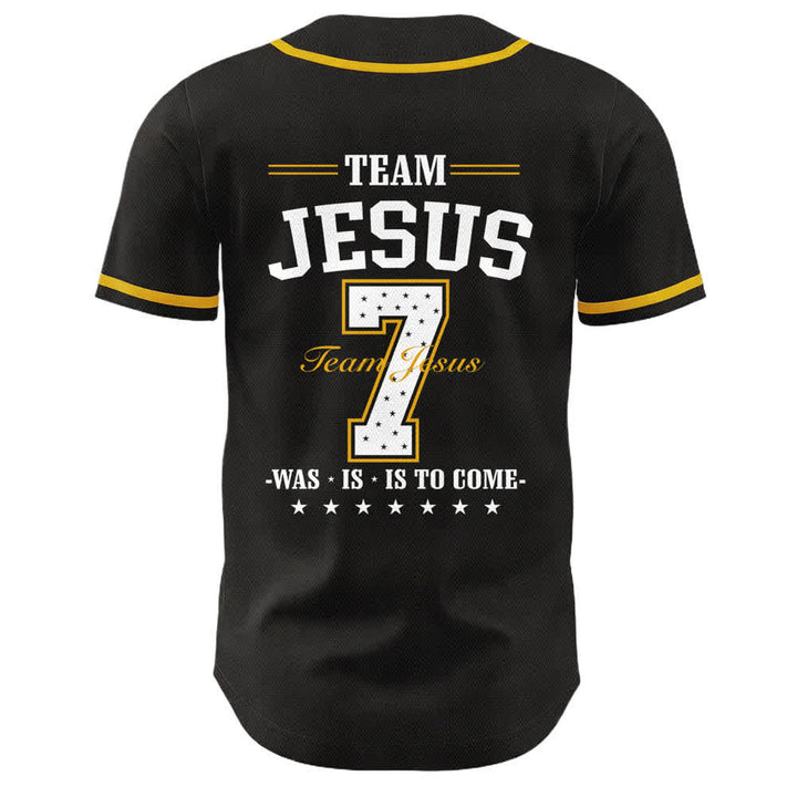 Christianartworkshop Team Jesus Number 7 Was Is Is To Come Unisex Baseball Jersey - image 4