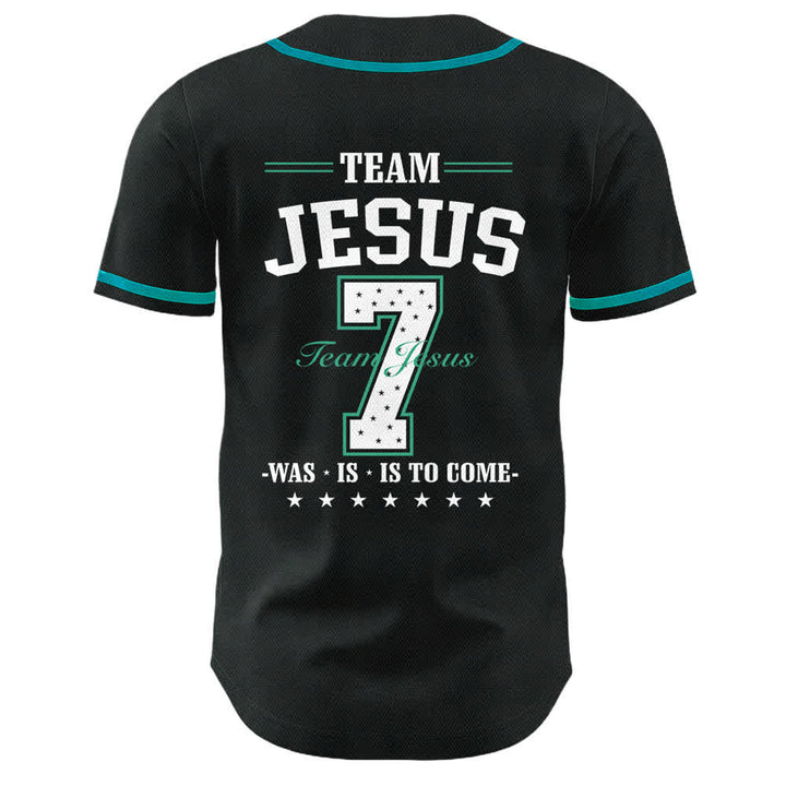 Christianartworkshop Team Jesus Number 7 Was Is Is To Come Unisex Baseball Jersey - image 25