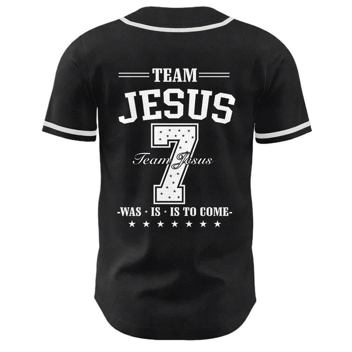 Christianartworkshop Team Jesus Number 7 Was Is Is To Come Unisex Baseball Jersey - image 7