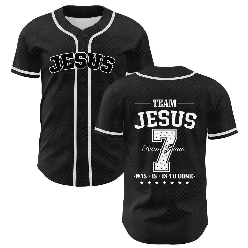 Christianartworkshop Team Jesus Number 7 Was Is Is To Come Unisex Baseball Jersey - White - 5XL - image 6