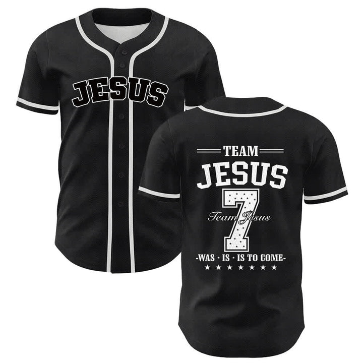 Christianartworkshop Team Jesus Number 7 Was Is Is To Come Unisex Baseball Jersey - White - 5XL - image 6