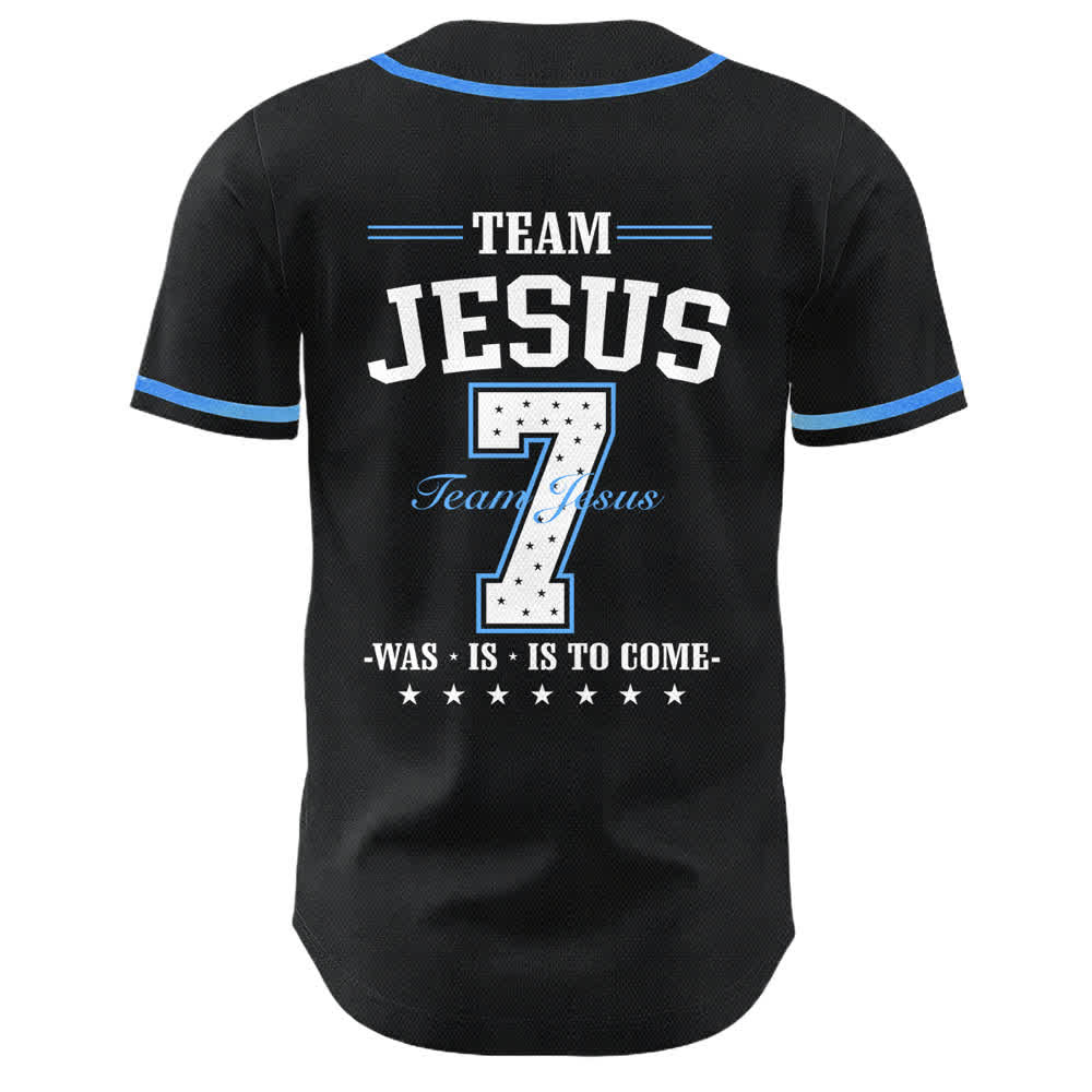 Christianartworkshop Team Jesus Number 7 Was Is Is To Come Unisex Baseball Jersey - image 1