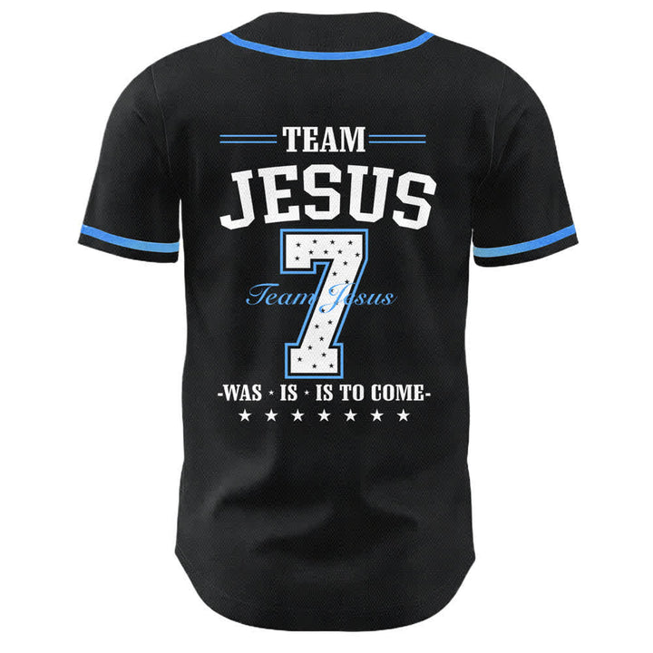 Christianartworkshop Team Jesus Number 7 Was Is Is To Come Unisex Baseball Jersey - image 1