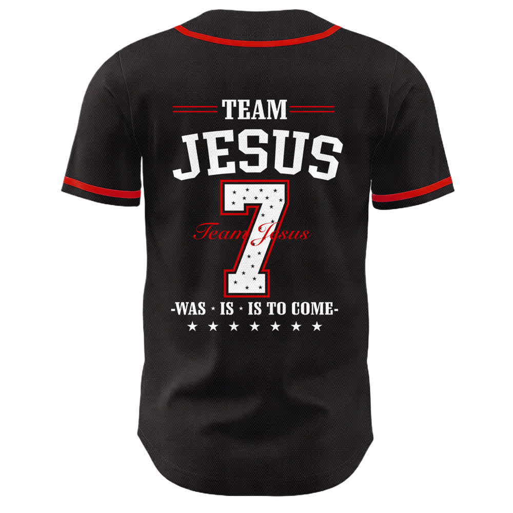 Christianartworkshop Team Jesus Number 7 Was Is Is To Come Unisex Baseball Jersey - image 13