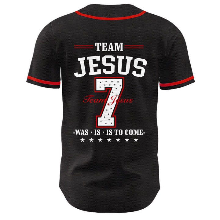 Christianartworkshop Team Jesus Number 7 Was Is Is To Come Unisex Baseball Jersey - image 13