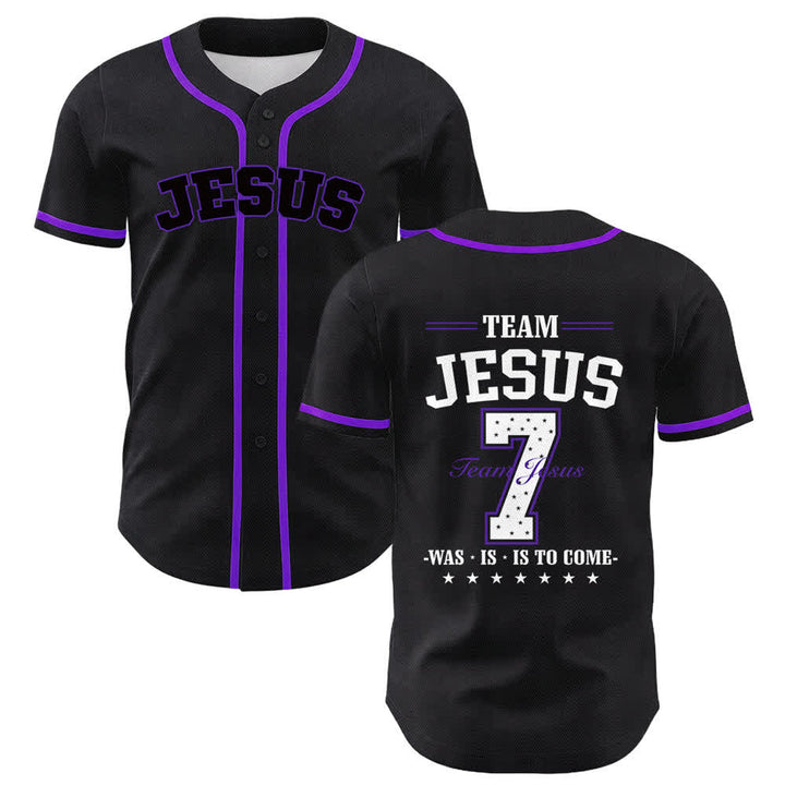 Christianartworkshop Team Jesus Number 7 Was Is Is To Come Unisex Baseball Jersey - Purple - 5XL - image 21