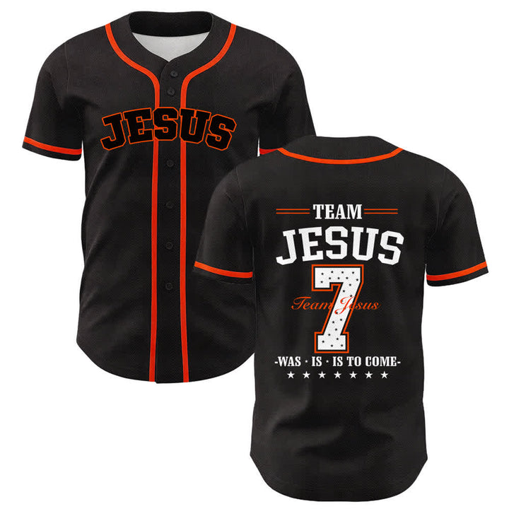 Christianartworkshop Team Jesus Number 7 Was Is Is To Come Unisex Baseball Jersey - Orange - 5XL - image 15
