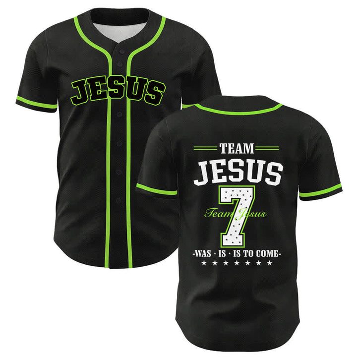 Christianartworkshop Team Jesus Number 7 Was Is Is To Come Unisex Baseball Jersey - Light Green - 5XL - image 18