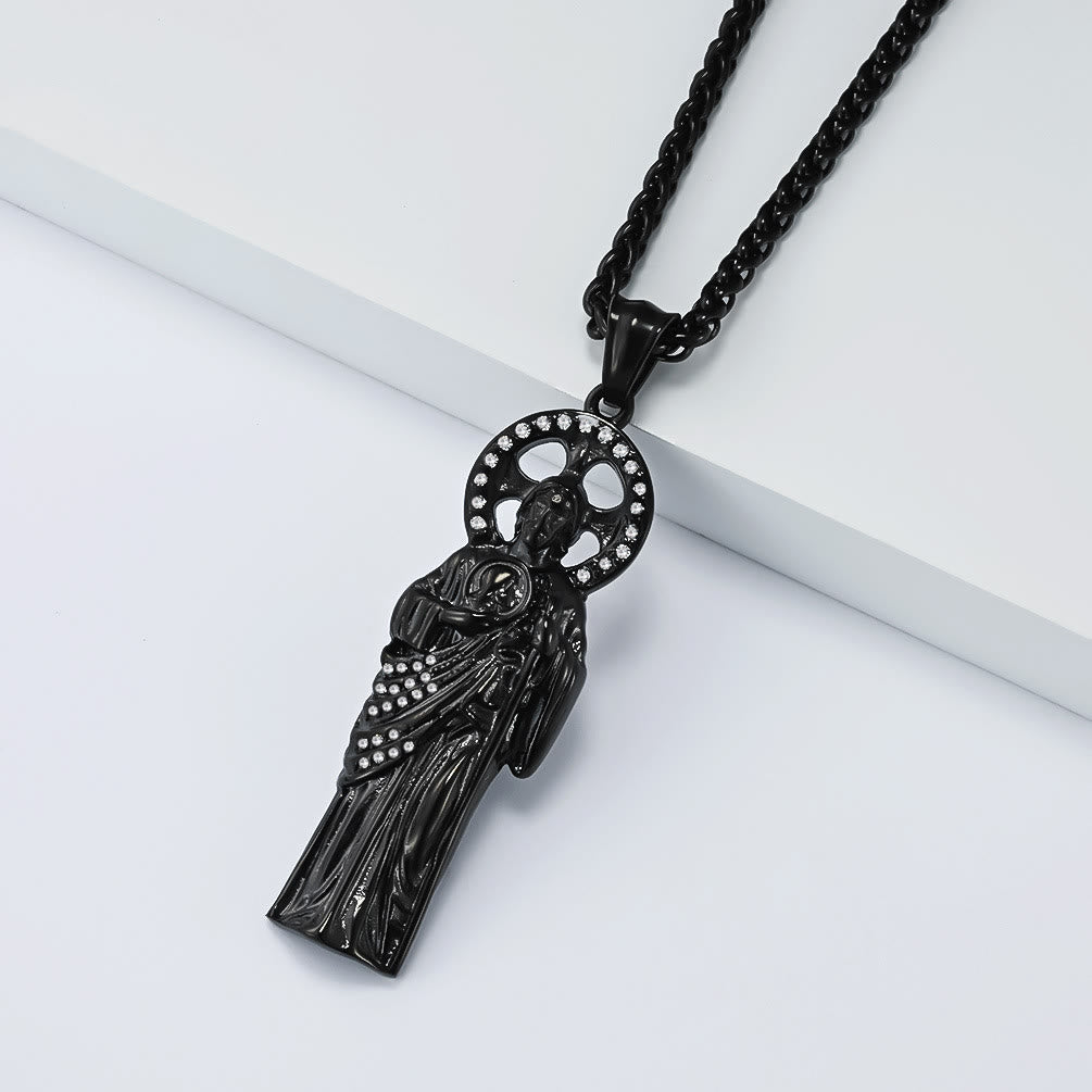 Christianartworkshop Rhinestone Halo Saint Jude Thaddeus Cuban Pendant Necklace: Emblem of Desperate Fortune Salvation - image 7