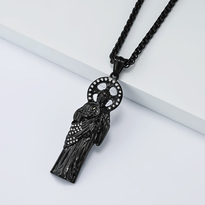 Christianartworkshop Rhinestone Halo Saint Jude Thaddeus Cuban Pendant Necklace: Emblem of Desperate Fortune Salvation - image 7