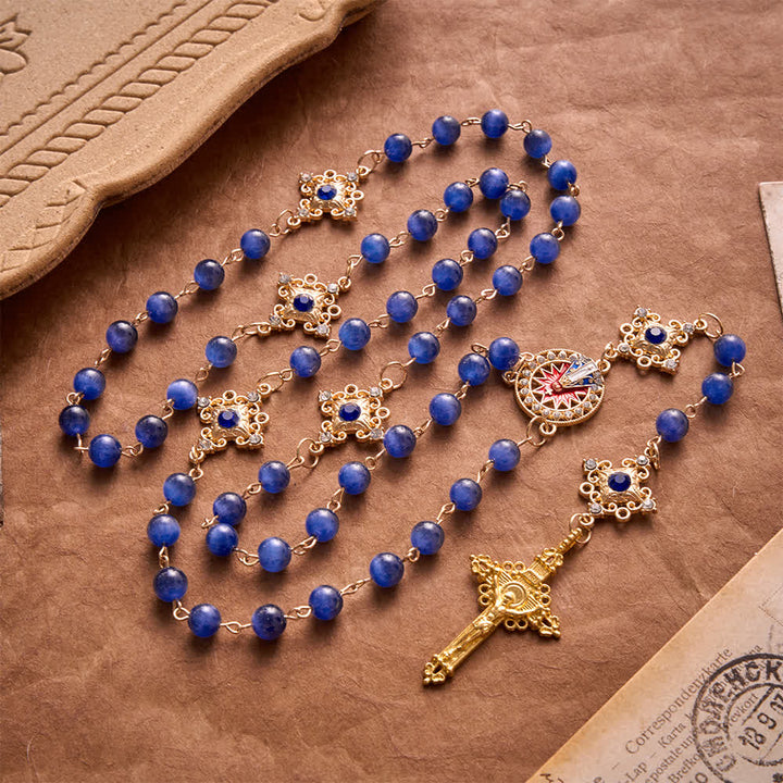 FREE Today: Vintage Filigree Blue Cat’s Eye Bead Rosary: Emblem of Calming Heavenly Radiance - Blue Cat's Eyes Rosary - image 0