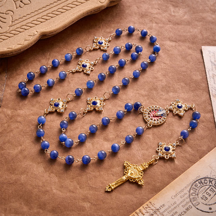 FREE Today: Vintage Filigree Blue Cat’s Eye Bead Rosary: Emblem of Calming Heavenly Radiance - image 5