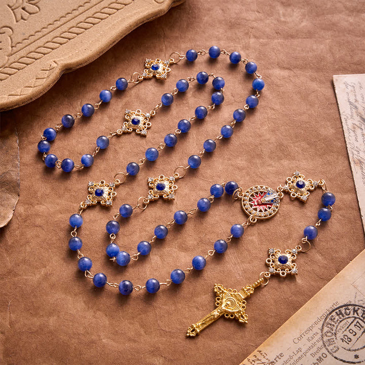 FREE Today: Vintage Filigree Blue Cat’s Eye Bead Rosary: Emblem of Calming Heavenly Radiance - image 6