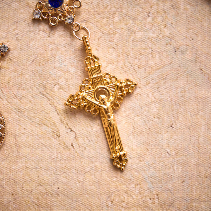 FREE Today: Vintage Filigree Blue Cat’s Eye Bead Rosary: Emblem of Calming Heavenly Radiance - image 9