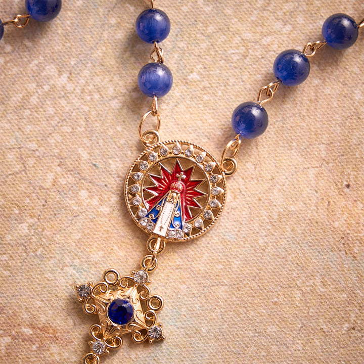 FREE Today: Vintage Filigree Blue Cat’s Eye Bead Rosary: Emblem of Calming Heavenly Radiance - image 8
