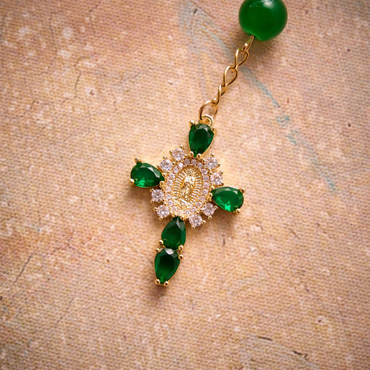 Christianartworkshop Multi-Color Stained Glass Pocket Car Rosary With Jeweled Our Lady of Guadalupe Cross - image 16
