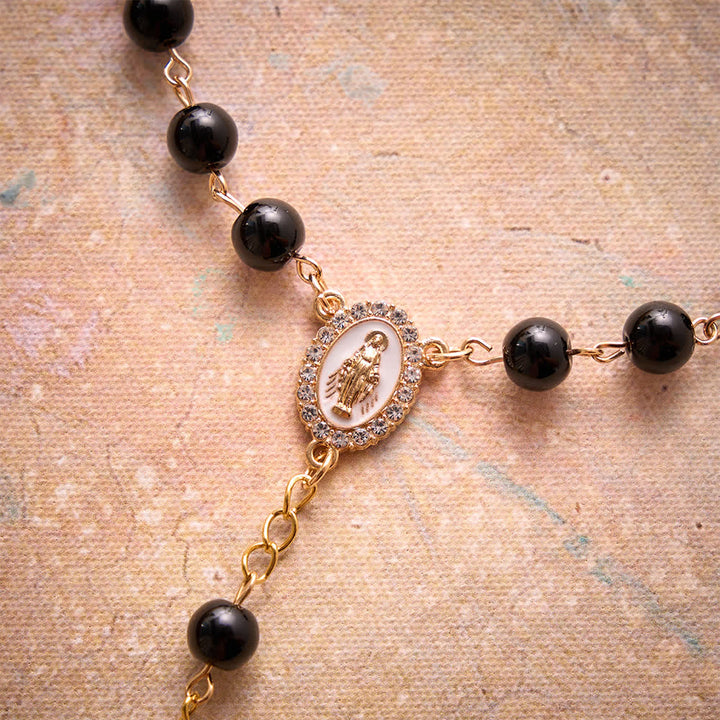 Christianartworkshop Multi-Color Stained Glass Pocket Car Rosary With Jeweled Our Lady of Guadalupe Cross - image 10