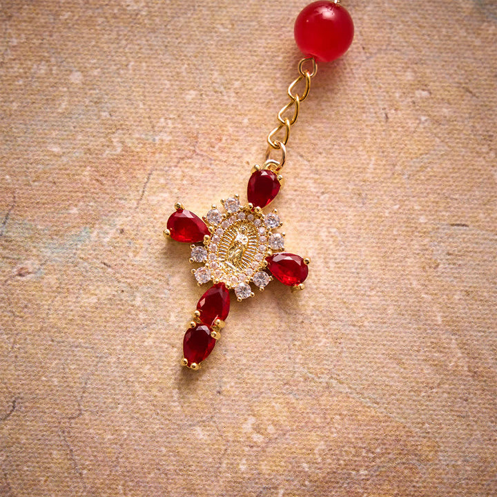 FREE Today: Multi-Color Stained Glass Pocket Car Rosary With Jeweled Our Lady of Guadalupe Cross - image 5