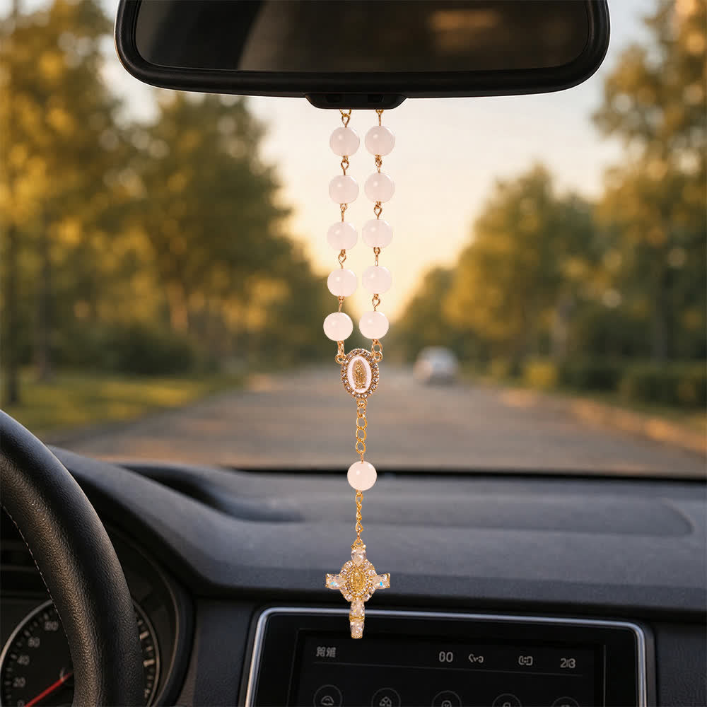 FREE Today: Multi-Color Stained Glass Pocket Car Rosary With Jeweled Our Lady of Guadalupe Cross - image 23