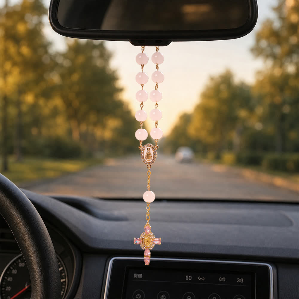 FREE Today: Multi-Color Stained Glass Pocket Car Rosary With Jeweled Our Lady of Guadalupe Cross - image 18