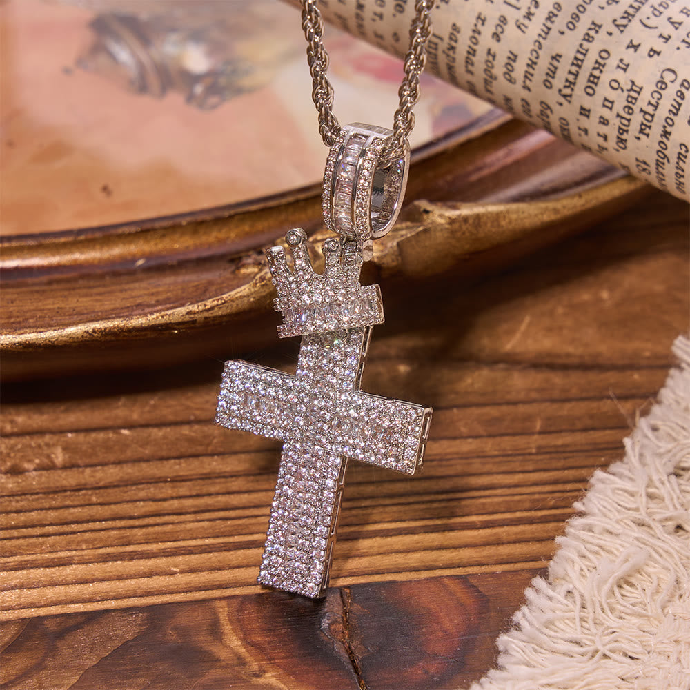 Christianartworkshop Iced Out Crown Top Cross Pendant Necklace: Emblem of Heavenly Sovereign Blessing - image 4