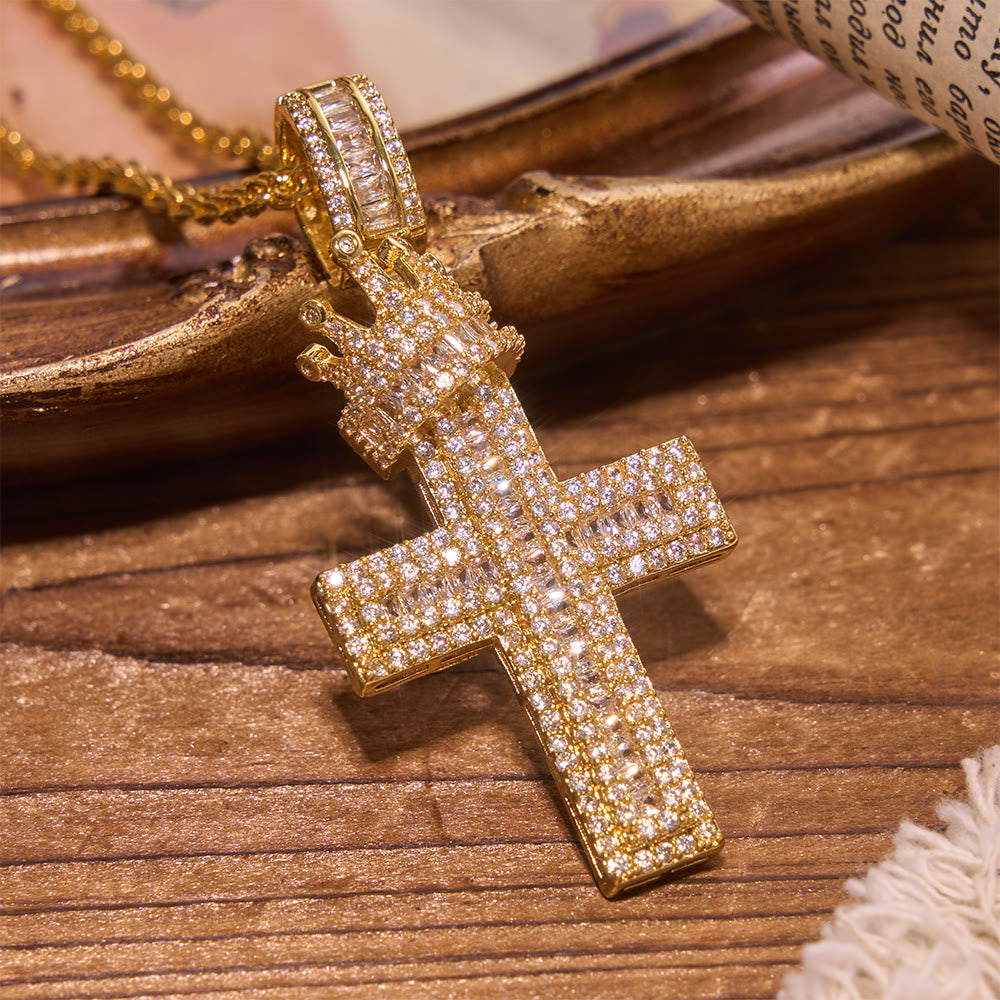 Christianartworkshop Iced Out Crown Top Cross Pendant Necklace: Emblem of Heavenly Sovereign Blessing - image 2