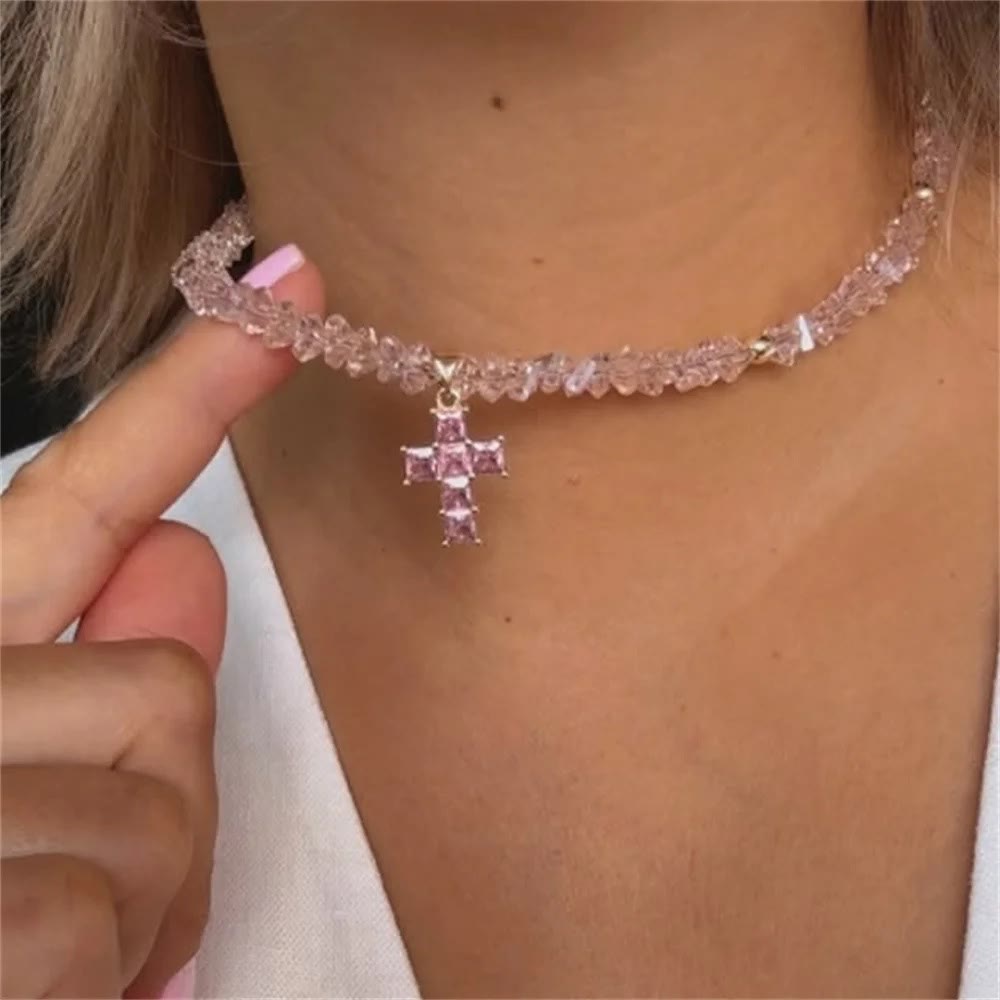 Christianartworkshop Faceted Crystal Bead Cross Charm Bracelet: Emblem of Sparkling Heavenly Blessing - image 1