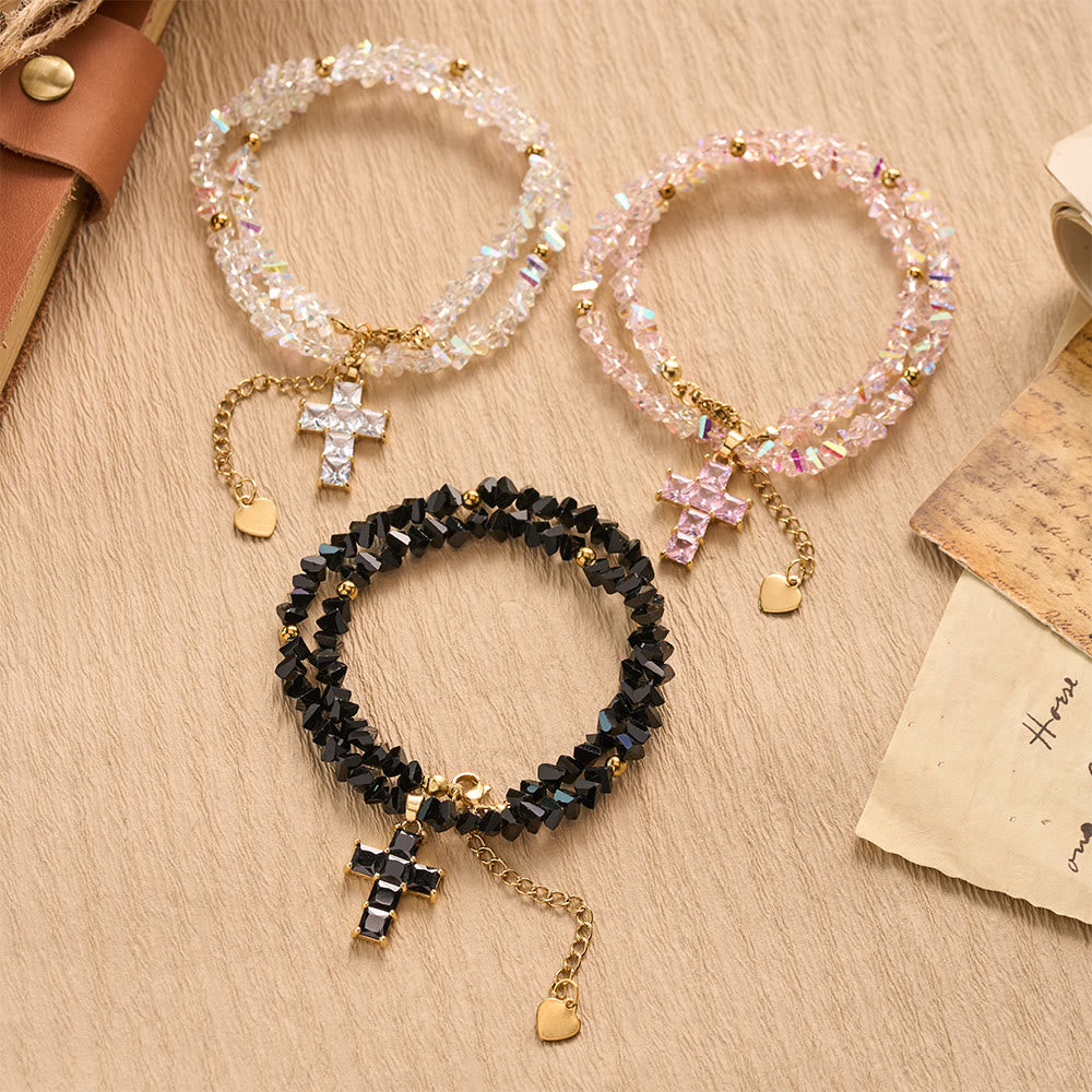 FREE Today: Faceted Crystal Bead Cross Charm Bracelet: Emblem of Sparkling Heavenly Blessing - image 1