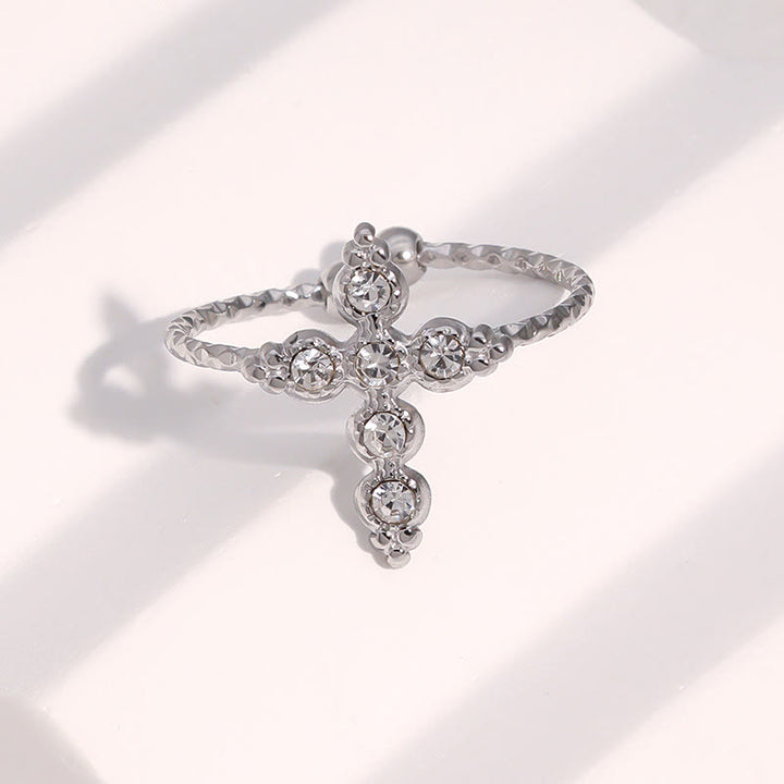 FREE Today: Twisted Band Adjustable Cross Stone Ring: Emblem of Radiant Heavenly Blessing - Silver( Suitable for US Sizes 6-9 ) - image 3