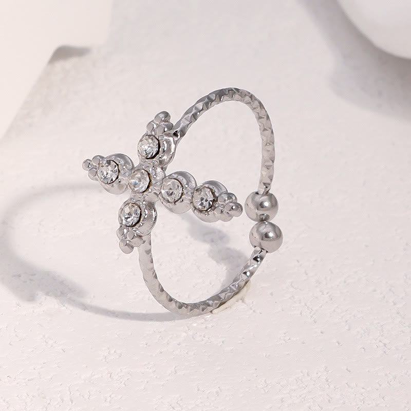 Christianartworkshop Twisted Band Adjustable Cross Stone Ring: Emblem of Radiant Heavenly Blessing - image 4