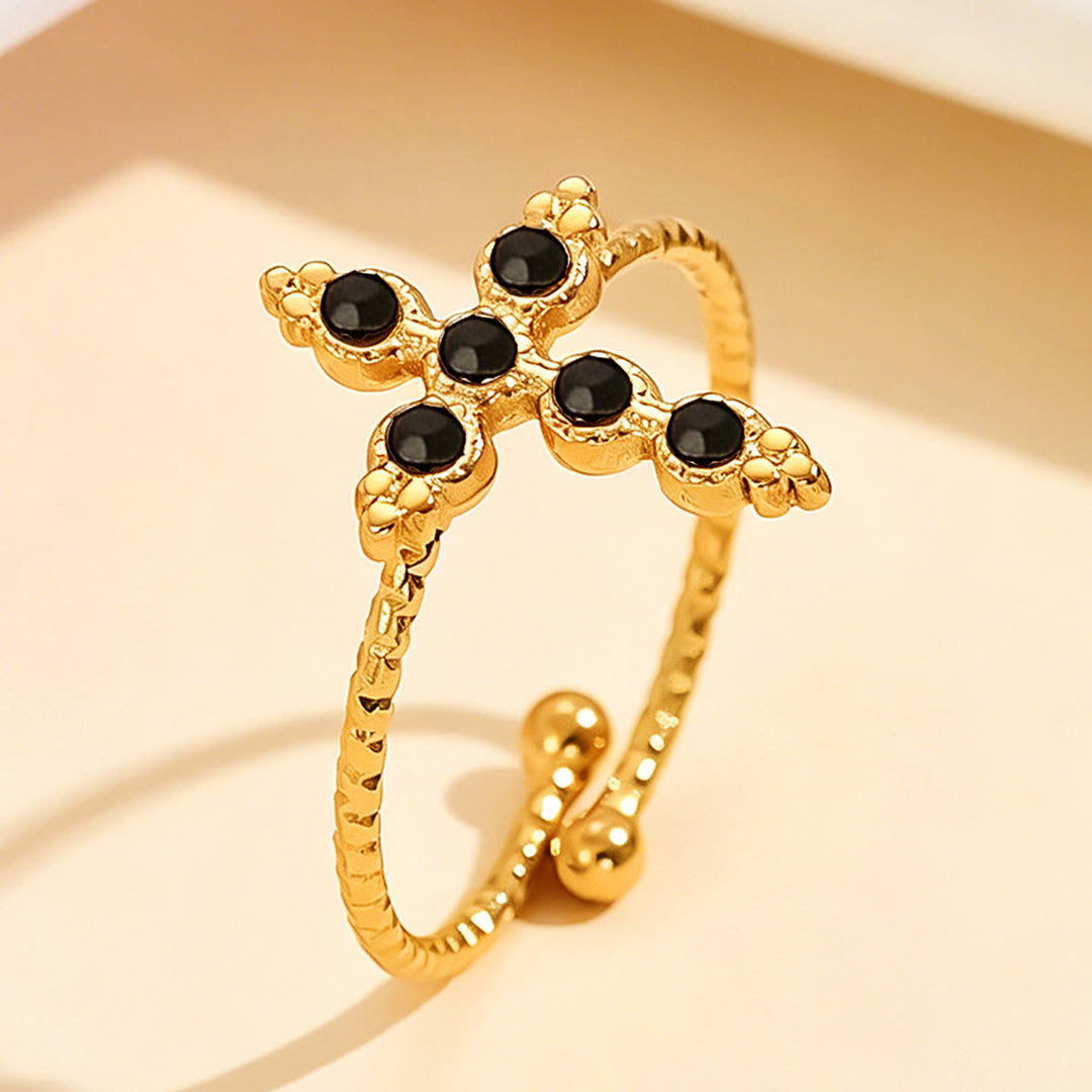 Christianartworkshop Twisted Band Adjustable Cross Stone Ring: Emblem of Radiant Heavenly Blessing - Black( Suitable for US Sizes 6-9 ) - image 10