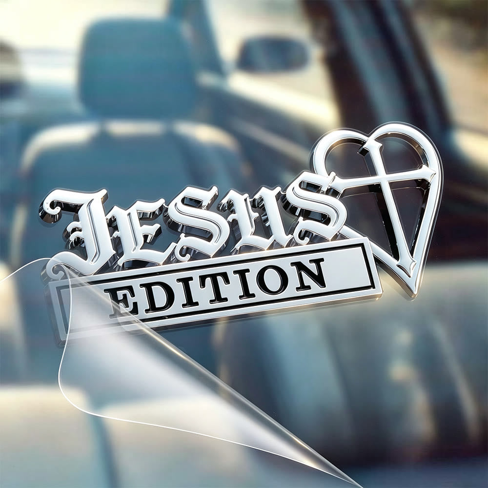 Christianartworkshop 3D Metal Jesus Heart Cross Car Sticker: Emblem of Firm Heavenly Conviction - Silver Black - Set of 20 - image 1