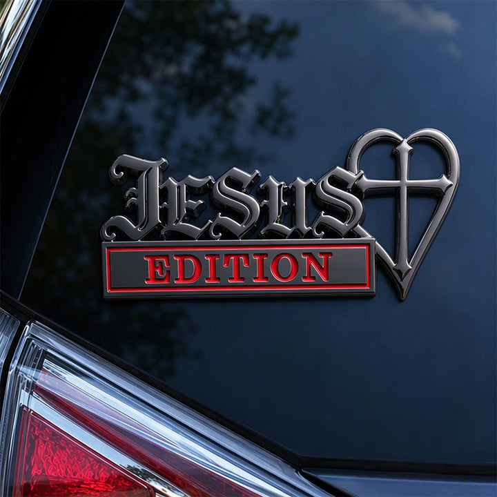 Christianartworkshop 3D Metal Jesus Heart Cross Car Sticker: Emblem of Firm Heavenly Conviction - Black Red - Set of 20 - image 6