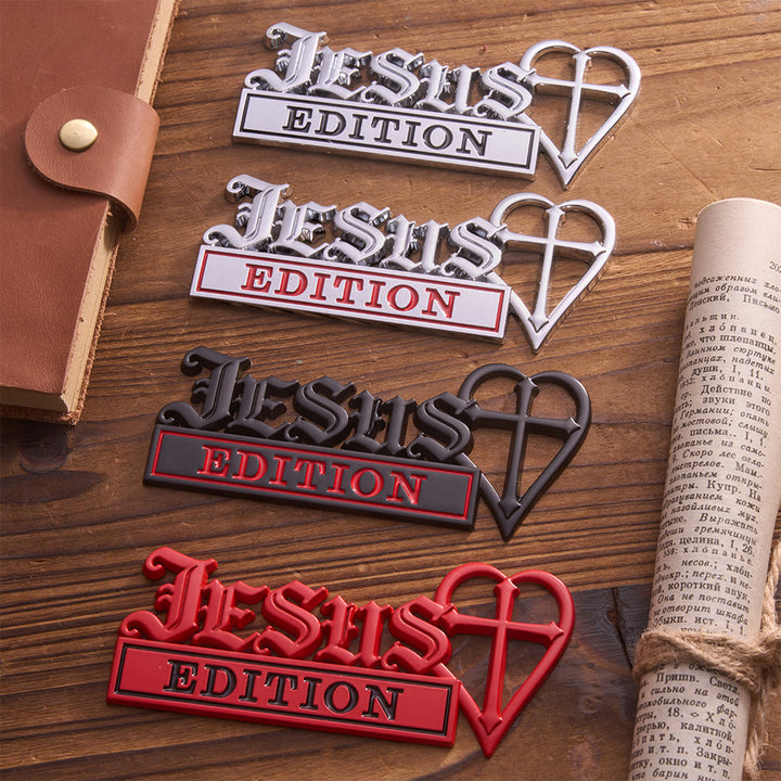 Christianartworkshop 3D Metal Jesus Heart Cross Car Sticker: Emblem of Firm Heavenly Conviction - image 0