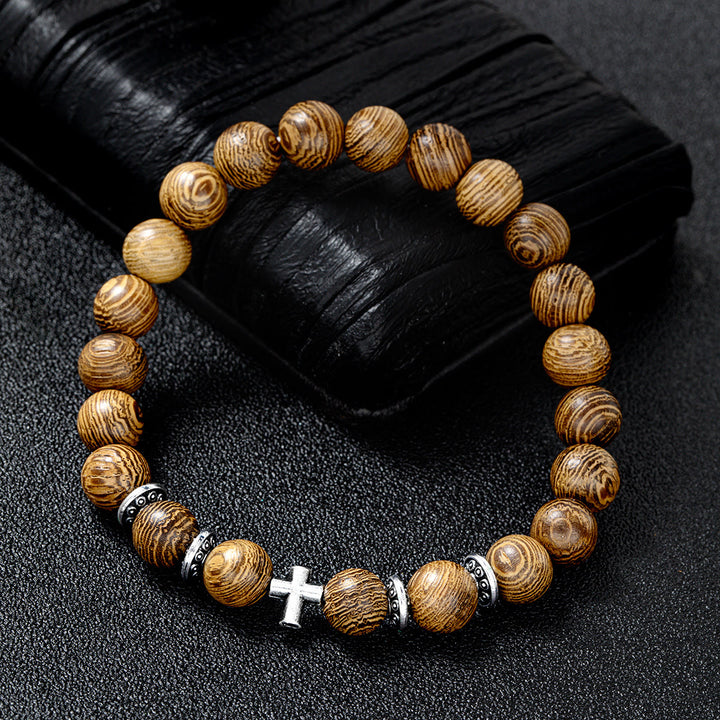 Christianartworkshop Natural Wooden Bead Cross Stretch Bracelet: Emblem of Stable Heavenly Shelter - image 10