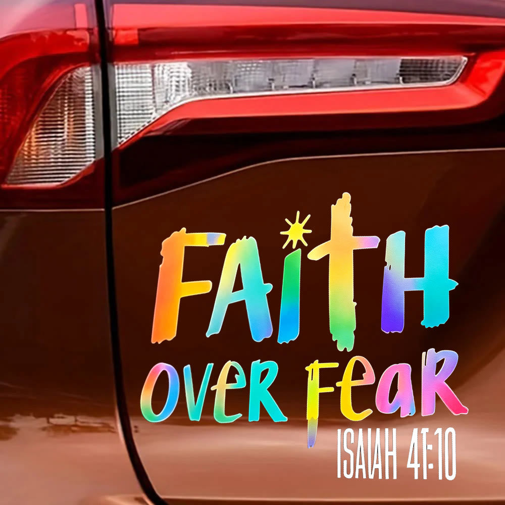 Christianartworkshop Hologram Faith Over Fear Scripture Car Sticker: Emblem of Courageous Heavenly Fortitude - image 2